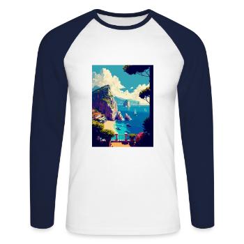 Capri Italy Decoration Vintage Travel Poster WPA - Unisex Long Sleeve Baseball T-Shirt - white/navy - Front - Nik (191cm)