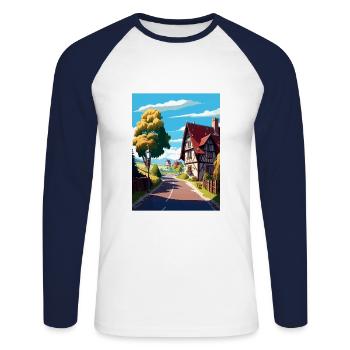 Route romantique Allemagne Vintage voyage affiche WPA - T-shirt baseball manches longues Homme - blanc/marine - Devant - Nik (191cm)