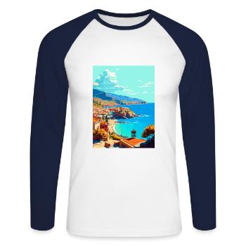 Crete Greece Decoration Vintage Travel Poster WPA - Unisex Long Sleeve Baseball T-Shirt - white/navy - Front - Nik (191cm)