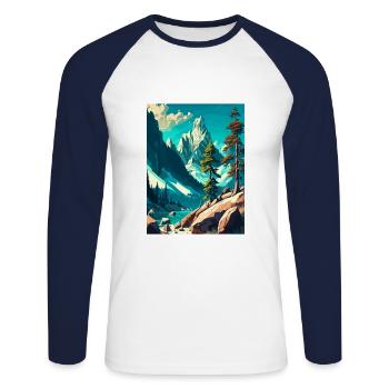 Triglav Slovenia Vintage Travel Poster Souvenir - Unisex Long Sleeve Baseball T-Shirt - white/navy - Front - Nik (191cm)