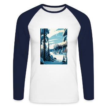 Lappland Finnland Insel Vintage Reiseposter WPA - Unisex Baseballshirt langarm - Weiß/Navy - Vorne - Nik (191cm)
