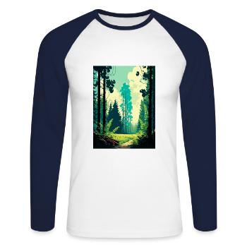 Bialowieża Wald Polen Vintage Reiseposter WPA - Unisex Baseballshirt langarm - Weiß/Navy - Vorne - Nik (191cm)