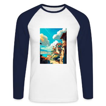 Kırsehir Türkei Vintage Reiseposter WPA Souvenir - Unisex Baseballshirt langarm - Weiß/Navy - Vorne - Nik (191cm)