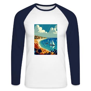 Gallipoli Türkei Vintage Reiseposter Souvenir - Unisex Baseballshirt langarm - Weiß/Navy - Vorne - Nik (191cm)