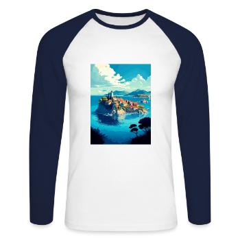 Île de Ciovo Croatie Vintage voyage affiche WPA Art - T-shirt baseball manches longues Homme - blanc/marine - Devant - Nik (191cm)