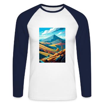 Bieszczady Pologne Vintage Voyage Poster Souvenir - T-shirt baseball manches longues Homme - blanc/marine - Devant - Nik (191cm)