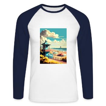 Zandvoort Netherlands Vintage Travel Poster WPA - Unisex Long Sleeve Baseball T-Shirt - white/navy - Front - Nik (191cm)