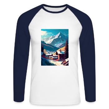 Seefeld Autriche Vintage voyage affiche WPA Souvenir - T-shirt baseball manches longues Homme - blanc/marine - Devant - Nik (191cm)