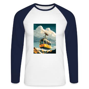Penkenbahn Austria Vintage Reiseplakat Souvenir - Unisex Baseballshirt langarm - Weiß/Navy - Vorne - Nik (191cm)