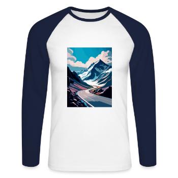 Berg Großglockner Österreich Reiseposter - Unisex Baseballshirt langarm - Weiß/Navy - Vorne - Nik (191cm)