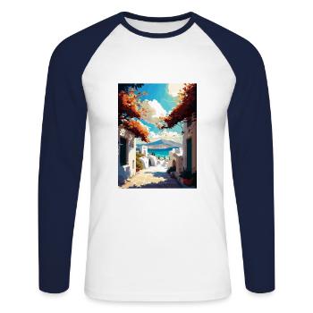 Naxos Greece Decoration Vintage Travel Poster WPA - Unisex Long Sleeve Baseball T-Shirt - white/navy - Front - Nik (191cm)