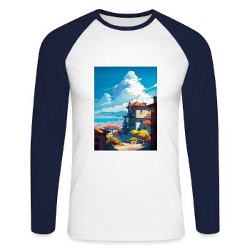 Diyarbakır Turquie Vintage voyage affiche Souvenir - T-shirt baseball manches longues Homme - blanc/marine - Devant - Nik (191cm)
