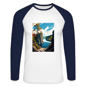 Parc national d’Ojcowski Pologne Affiche de voyage - T-shirt baseball manches longues Homme - blanc/marine - Devant - Nik (191cm)