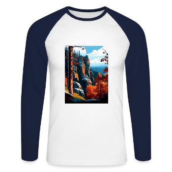 Bohême Suisse République tchèque Affiche de voyage - T-shirt baseball manches longues Homme - blanc/marine - Devant - Nik (191cm)