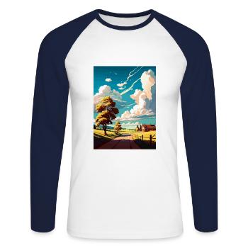 Skane Suède Affiche de voyage vintage WPA Souvenir - T-shirt baseball manches longues Homme - blanc/marine - Devant - Nik (191cm)