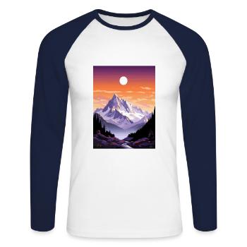 Mont Blanc Vintage Voyage Affiche WPA Souvenir - T-shirt baseball manches longues Homme - blanc/marine - Devant - Nik (191cm)