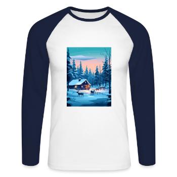 Lappland Finnland Insel Vintage Reiseposter WPA - Unisex Baseballshirt langarm - Weiß/Navy - Vorne - Nik (191cm)