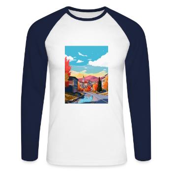 Sarajevo Bosnia Herzegovina Room Travel Poster - Unisex Long Sleeve Baseball T-Shirt - white/navy - Front - Nik (191cm)