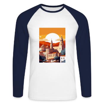 Toledo Spain Vintage Travel Poster WPA Souvenir - Unisex Long Sleeve Baseball T-Shirt - white/navy - Front - Nik (191cm)
