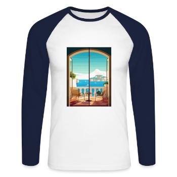 Capri Italy Decoration Vintage Travel Poster WPA - Unisex Long Sleeve Baseball T-Shirt - white/navy - Front - Nik (191cm)