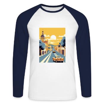 Jerez de la Frontera Spanien Vintage Reiseposter - Unisex Baseballshirt langarm - Weiß/Navy - Vorne - Nik (191cm)