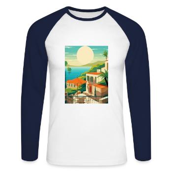 Capri Italy Decoration Vintage Travel Poster WPA - Unisex Long Sleeve Baseball T-Shirt - white/navy - Front - Nik (191cm)
