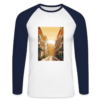 Grenade Espagne Vintage voyage affiche WPA Souvenir - T-shirt baseball manches longues Homme - blanc/marine - Devant - Nik (191cm)