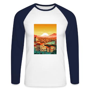 Grenade Espagne Vintage voyage affiche WPA Souvenir - T-shirt baseball manches longues Homme - blanc/marine - Devant - Nik (191cm)