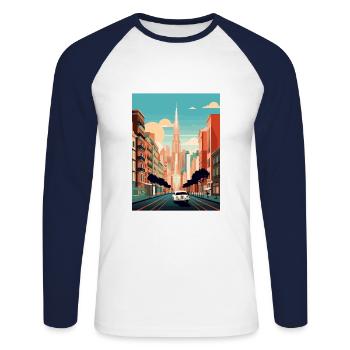 Buenos Aires Argentine Vintage voyage affiche WPA - T-shirt baseball manches longues Homme - blanc/marine - Devant - Nik (191cm)