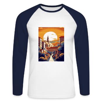 Toledo Spain Vintage Travel Poster WPA Souvenir - Unisex Long Sleeve Baseball T-Shirt - white/navy - Front - Nik (191cm)