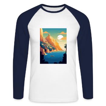Capri Italien Dekoration Vintage Reiseposter WPA - Unisex Baseballshirt langarm - Weiß/Navy - Vorne - Nik (191cm)