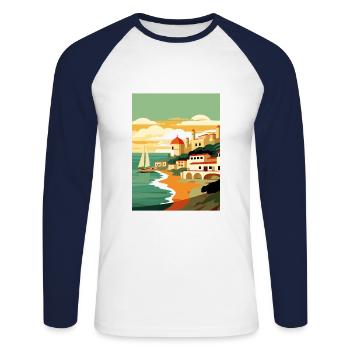 Costa De La Luz Espagne Vintage Voyage Poster WPA - T-shirt baseball manches longues Homme - blanc/marine - Devant - Nik (191cm)