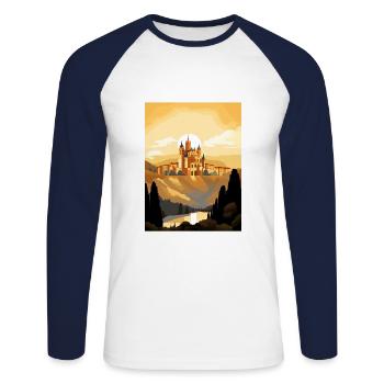 Segovia Spain Vintage Travel Poster WPA Souvenir - Unisex Long Sleeve Baseball T-Shirt - white/navy - Front - Nik (191cm)