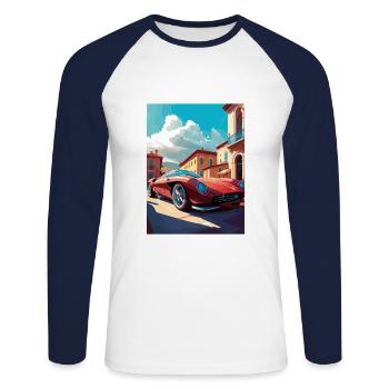 Maranello Italie Vintage voyage affiche WPA Souvenir - T-shirt baseball manches longues Homme - blanc/marine - Devant - Nik (191cm)