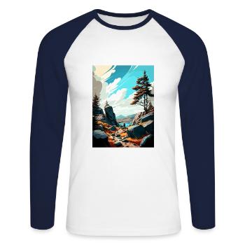 Pieninski Pologne Vintage voyage affiche Souvenir - T-shirt baseball manches longues Homme - blanc/marine - Devant - Nik (191cm)