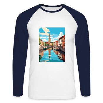 Turku Finnland Vintage Reiseposter WPA Souvenir - Unisex Baseballshirt langarm - Weiß/Navy - Vorne - Nik (191cm)