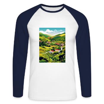 Vallée du Douro Portugal Vintage Travel Poster WPA - T-shirt baseball manches longues Homme - blanc/marine - Devant - Nik (191cm)