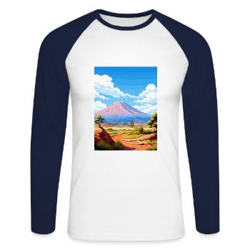 Parc national du Teide Espagne Affiche de voyage Vintage - T-shirt baseball manches longues Homme - blanc/marine - Devant - Nik (191cm)