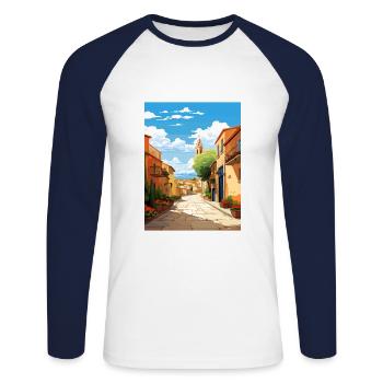 Tarragona Spanien Vintage Reiseposter WPA Souvenir - Unisex Baseballshirt langarm - Weiß/Navy - Vorne - Nik (191cm)