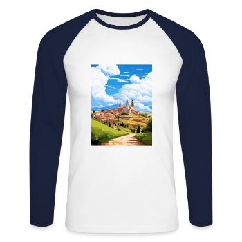 Castille-et-León Espagne Vintage voyage affiche WPA - T-shirt baseball manches longues Homme - blanc/marine - Devant - Nik (191cm)