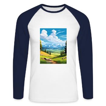Parc national de la Sierra Nevada Affiche de voyage Vintage - T-shirt baseball manches longues Homme - blanc/marine - Devant - Nik (191cm)