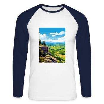 Parc National des Cévennes France Antibes Souvenir - T-shirt baseball manches longues Homme - blanc/marine - Devant - Nik (191cm)