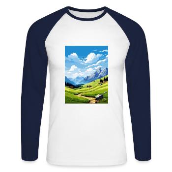 Velika Planina Slowenien Bleder See Reiseposter - Unisex Baseballshirt langarm - Weiß/Navy - Vorne - Nik (191cm)