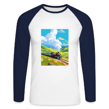 Orient Express Europa Deko Vintage Reiseposter - Unisex Baseballshirt langarm - Weiß/Navy - Vorne - Nik (191cm)