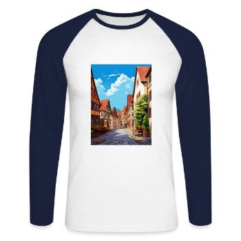 Nuremberg décoration Allemagne Vintage affiche de voyage - T-shirt baseball manches longues Homme - blanc/marine - Devant - Nik (191cm)