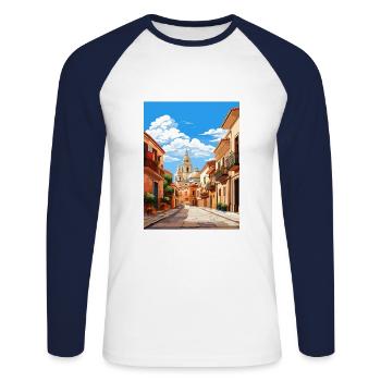 Murcie Espagne Affiche de voyage vintage WPA Souvenir - T-shirt baseball manches longues Homme - blanc/marine - Devant - Nik (191cm)