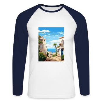 Almeria Spanien Vintage Reiseposter WPA Souvenir - Unisex Baseballshirt langarm - Weiß/Navy - Vorne - Nik (191cm)