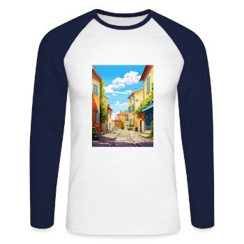 Aix En Provence Frankreich Vintage Reiseplakat WPA - Unisex Baseballshirt langarm - Weiß/Navy - Vorne - Nik (191cm)