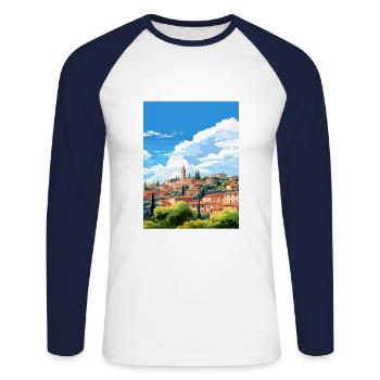 Aix En Provence Frankreich Vintage Reiseplakat WPA - Unisex Baseballshirt langarm - Weiß/Navy - Vorne - Nik (191cm)