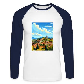 Aix En Provence Frankreich Vintage Reiseplakat WPA - Unisex Baseballshirt langarm - Weiß/Navy - Vorne - Nik (191cm)